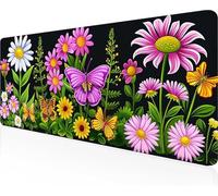 Alfombrilla de Ratón Gaming Flor, Alfombrilla Ratón XXL 700x300x3mm, Grande Rosa Mouse Pad con Bordes Cosidos, Impermeable Base de Antideslizante Caucho Tapete Rato para Oficina, Regalo PjY10742 X-T