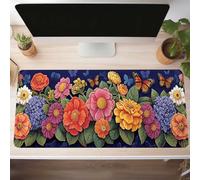 Alfombrilla de Ratón Gaming Flor, Alfombrilla Ratón XXL 80 x 30cm, Grande Amarillo Mouse Pad con Bordes Cosidos, Impermeable Base de Antideslizante Caucho Tapete Rato para Oficina, Regalo PjY11406 3-4