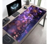 Alfombrilla de Ratón Gaming Flor, Alfombrilla Ratón XXL 80 x 40 cm, Grande Negro Mouse Pad con Bordes Cosidos, Impermeable Base de Antideslizante Caucho Tapete Rato para Oficina, Regalo PjY3154 7-Z