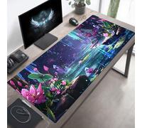 Alfombrilla de Ratón Gaming Flor, Alfombrilla Ratón XXL 80 x 40 cm, Grande Rosa Mouse Pad con Bordes Cosidos, Impermeable Base de Antideslizante Caucho Tapete Rato para Oficina, Regalo PjY15354 T-8