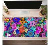 Alfombrilla de Ratón Gaming Flor, Alfombrilla Ratón XXL 80 x 40cm, Grande Amarillo Mouse Pad con Bordes Cosidos, Impermeable Base de Antideslizante Caucho Tapete Rato para Oficina, Regalo PjY8276 O-R
