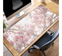 Alfombrilla de Ratón Gaming Flor, Alfombrilla Ratón XXL 90 x 40cm Rosa Mouse Pad con Bordes Cosidos, Impermeable Base de Antideslizante Caucho Tapete Rato para Oficina, Regalo PjY12944 P-C
