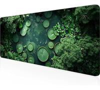 Alfombrilla de Ratón Gaming Hoja De Loto, Alfombrilla Ratón XXL 1000x400x3mm, Grande Verde Mouse Pad con Bordes Cosidos, Impermeable Base de Antideslizante Caucho Tapete Rato para Oficina PjY4926 T-P