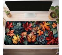 Alfombrilla de Ratón Gaming Hojas, Alfombrilla Ratón XXL 60 x 30cm, Grande Amarillo Mouse Pad con Bordes Cosidos, Impermeable Base de Antideslizante Caucho Tapete Rato para Oficina, Regalo PjY9586 G-B