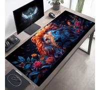 Alfombrilla de Ratón Gaming LeóN, Alfombrilla Ratón XXL 80 x 40 cm, Grande Negro Mouse Pad con Bordes Cosidos, Impermeable Base de Antideslizante Caucho Tapete Rato para Oficina, Regalo PjY8274 A-9