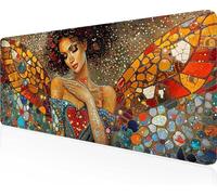 Alfombrilla de Ratón Gaming Mujer, Alfombrilla Ratón XXL 100 x 40 cm, Grande Amarillo Mouse Pad con Bordes Cosidos, Impermeable Base de Antideslizante Caucho Tapete Rato para Oficina PjY8556 7-F