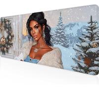 Alfombrilla de Ratón Gaming Mujer, Alfombrilla Ratón XXL 100 x 40 cm, Grande Blanco Mouse Pad con Bordes Cosidos, Impermeable Base de Antideslizante Caucho Tapete Rato para Oficina, Regalo PjY2036 V-8