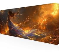 Alfombrilla de Ratón Gaming Mujer, Alfombrilla Ratón XXL 120 x 60 cm, Grande Amarillo Mouse Pad con Bordes Cosidos, Impermeable Base de Antideslizante Caucho Tapete Rato para Oficina PjY8638 Z-Q