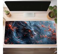 Alfombrilla de Ratón Gaming Negro, Alfombrilla Ratón XXL 1000x500x3mm, Grande Dragón Mouse Pad con Bordes Cosidos, Impermeable Base de Antideslizante Caucho Tapete Rato para Oficina, PjY11542 1-3