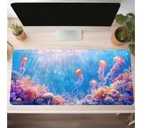 Alfombrilla de Ratón Gaming Océano, Alfombrilla Ratón XXL 160 x 80cm, Grande Azul Mouse Pad con Bordes Cosidos, Impermeable Base de Antideslizante Caucho Tapete Rato para Oficina, Regalo PjY13332 O-R