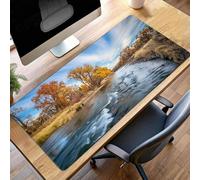 Alfombrilla de Ratón Gaming Paisaje, Alfombrilla Ratón XXL 100 x 40cm Azul Mouse Pad con Bordes Cosidos, Impermeable Base de Antideslizante Caucho Tapete Rato para Oficina, Regalo PjY6784 4-M