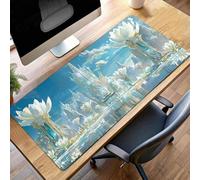Alfombrilla de Ratón Gaming Paisaje, Alfombrilla Ratón XXL 90 x 40cm Azul Mouse Pad con Bordes Cosidos, Impermeable Base de Antideslizante Caucho Tapete Rato para Oficina, Regalo PjY7894 1-3