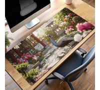 Alfombrilla de Ratón Gaming Pavo Real, Alfombrilla Ratón XXL 100 x 40cm Azul Mouse Pad con Bordes Cosidos, Impermeable Base de Antideslizante Caucho Tapete Rato para Oficina, Regalo PjY12460 D-5