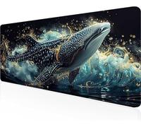 Alfombrilla de Ratón Gaming Pez, Alfombrilla Ratón XXL 800x400x3mm, Grande Negro Mouse Pad con Bordes Cosidos, Impermeable Base de Antideslizante Caucho Tapete Rato para Oficina, Regalo PjY12984 5-Y