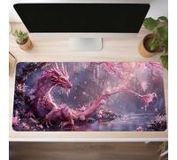 Alfombrilla de Ratón Gaming Rosa, Alfombrilla Ratón XXL 1200x600x3mm, Grande Dragón Mouse Pad con Bordes Cosidos, Impermeable Base de Antideslizante Caucho Tapete Rato para Oficina, PjY11664 O-U