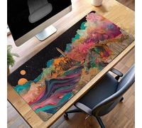 Alfombrilla de Ratón Gaming Rosa, Alfombrilla Ratón XXL 90 x 40cm Paisaje Mouse Pad con Bordes Cosidos, Impermeable Base de Antideslizante Caucho Tapete Rato para Oficina, Regalo PjY14438 3-8