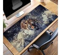 Alfombrilla de Ratón Gaming Tigre, Alfombrilla Ratón XXL 80 x 40cm Amarillo Mouse Pad con Bordes Cosidos, Impermeable Base de Antideslizante Caucho Tapete Rato para Oficina, Regalo PjY1752 1-P