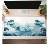 Alfombrilla de Ratón Gaming Verde, Alfombrilla Ratón XXL 100 x 40cm, Grande Paisaje Mouse Pad con Bordes Cosidos, Impermeable Base de Antideslizante Caucho Tapete Rato para Oficina, PjY14076 O-R