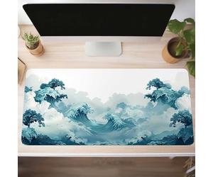 Alfombrilla de Ratón Gaming Verde, Alfombrilla Ratón XXL 100 x 40cm, Grande Paisaje Mouse Pad con Bordes Cosidos, Impermeable Base de Antideslizante Caucho Tapete Rato para Oficina, PjY14076 O-R