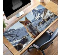 Alfombrilla de Ratón Gaming Zorro, Alfombrilla Ratón XXL 100 x 50cm Amarillo Mouse Pad con Bordes Cosidos, Impermeable Base de Antideslizante Caucho Tapete Rato para Oficina, Regalo PjY6724 T-P