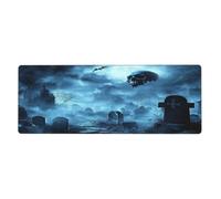 Alfombrilla de ratón gótica, esqueletos, cementerios, zombis, vampiros en gran base de goma antideslizante con bordes cosidos, alfombrilla de mouse grande para computadora de juegos, 11.8 x 31.5