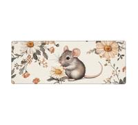Alfombrilla de ratón grande con base de goma antideslizante con bordes cosidos, diseño de The Mouse That Steals And Eats The Petals (11.8 x 31.5)