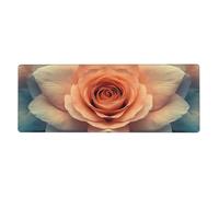 Alfombrilla de ratón grande con diseño de flores blancas en gran base de goma antideslizante con bordes cosidos, alfombrilla de mouse grande para computadora de juegos, 11.8 x 31.5 pulgadas