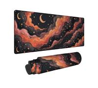 Alfombrilla de ratón grande con diseño de nubes, estrellas cósmicas y fantasías, luna, invierno, de goma negra, antideslizante, para escritorio, oficina, hogar, trabajo, juegos, escritorio de 40,6 x
