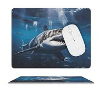 Alfombrilla de ratón grande con diseño de tiburón blanco para laptop, bonita alfombrilla de mouse para juegos con base de goma antideslizante, diseño personalizado, alfombrilla impermeable para mouse
