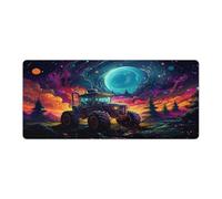 Alfombrilla de ratón grande con foto de un tractor en un campo espacial Alfombrilla escritorio de goma antideslizante Resistente al agua y a las manchas Adecuada para PC MacBook y portátil 40x90cm