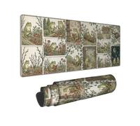 Alfombrilla de ratón grande con ilustración de bosque de anfibios rústicos | Arte rústico de libro de cuentos, alfombrilla de mouse extendida, tema de animales del bosque, cobertura de escritorio