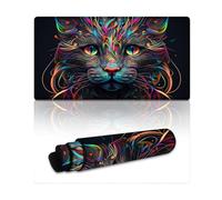 Alfombrilla de ratón grande con retrato de un hermoso gato lavable 40x75cm base de goma natural antideslizante para gamers escritorios oficinas y hogares