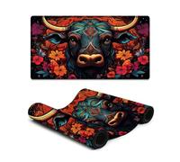 Alfombrilla de ratón grande lavable con diseño de toro colorido 40 x 75 cm base de goma natural antideslizante ideal para gamers escritorios oficinas y el hogar