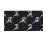 Alfombrilla de ratón grande para escritorio, impermeable, compatible con Dark White Running Wild Horse Wolves Black, protector de escritorio para la escuela, la oficina y el hogar, 16 x 29.5 pulgadas