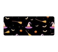 Alfombrilla de ratón grande para juegos, alfombrilla de escritorio con diseño de sombrero de bruja y escoba, alfombrilla cómoda con base de goma antideslizante, alfombrilla de ratón de 30 x 80 cm par
