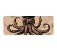 Alfombrilla de ratón grande para juegos, alfombrilla de escritorio con diseño vintage de pulpo y sombrero, alfombrilla de ratón cómoda con base de goma antideslizante, alfombrilla de ratón de 30 x 80
