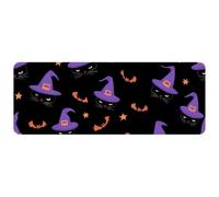 Alfombrilla de ratón grande para juegos, alfombrilla de escritorio con sombrero morado y gatos negros, alfombrilla de ratón cómoda con base de goma antideslizante, alfombrilla de ratón de 11.8" x 31.