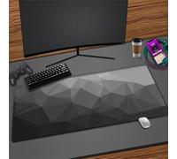 Alfombrilla de Ratón Grande para Juegos Bordes Cosidos Alfombrilla Escritorio Geometría Negra Alfombrilla de Mouse Extendida XL con Base Antideslizante para PC Ordenadores Portátiles 600x400mm
