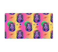 Alfombrilla de ratón grande para juegos, con base de goma antideslizante, compatible con Trippy Eyes Spooky Girl Women Space Art, 16 x 29,5 pulgadas