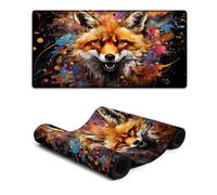 Alfombrilla de ratón grande para juegos con diseño de zorros y grafiti psicodélico colorido 30 x 60 cm para ordenador portátil oficina accesorios de escritorio