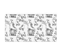 Alfombrilla de ratón grande para juegos, extragrande con borde cosido, compatible con patines blancos "This is How I Roll", antideslizante, para juegos, oficina y hogar, 40,6 x 75,4 cm