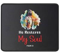 Alfombrilla De Ratón He Restores My Soul Psalm 23 Religious Mouse Pad Multifuncional Mousepad Duraderos Alfombra Raton para Oficina Pc Trabajo 25X30CM