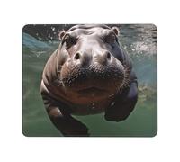 Alfombrilla De Ratón Hipopótamo Buceando Alfombrilla para Ratón De Oficina Personalizada Mouse Pad Pequeña, para Oficina, Ordenador, 25x30cm