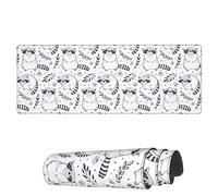 Alfombrilla De Ratón Hojas De Mapache Blancas Y Negras Alfombrilla para Ratón De Oficina Lavable Antideslizante Mouse Pad, para Hogar, Portátil, Ordenador, 80x30cm