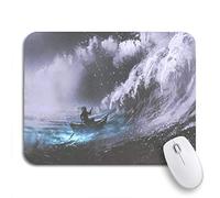 Alfombrilla De Ratón Hombre Remando En Un Barco Mágico En Un Mar Tempestuoso con Olas Rebeldes Alfombrilla Ratón Ordenador Duraderos Antideslizante Mouse Pad, para Oficina, Ordenador, 25 x 30cm