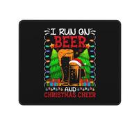 Alfombrilla De Ratón I Run On Beer and Christmas Cheer Merry Christmas Mouse Pad Multifuncional Mousepad Protector Alfombra Raton para Trabajo Oficina Pc 25X30CM
