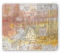 Alfombrilla De Ratón Ilustración De Times Square De La Ciudad Vista Desde Arriba Dibujada A Mano con Manchas De Pintura Alfombrilla Gaming Cómoda Mouse Pad Pequeña, para Hogar, Portátil, 25x30cm
