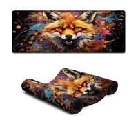 Alfombrilla de ratón impermeable con diseño de zorros y grafiti psicodélico colorido extragrande 30 x 80 cm con base antideslizante para ordenador portátil oficina y hogar