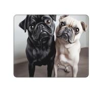 Alfombrilla de ratón impermeable para juegos con base de goma antideslizante, bonita alfombrilla de ratón de perro carlino negro, alfombrilla cuadrada para computadora portátil, lavable, tapete de