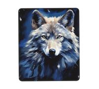 Alfombrilla de ratón impermeable para juegos con base de goma antideslizante, cabeza de lobo sobre fondo azul, alfombrilla de mouse para computadora portátil, alfombrilla de escritorio lavable para